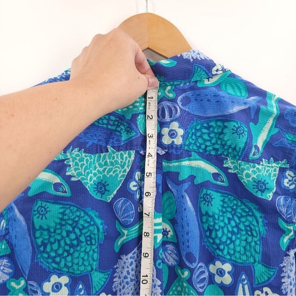 Talbots The Classic Casual Popover Top Under The Sea Print Aquatic Blue Womens M - Picture 14 of 15